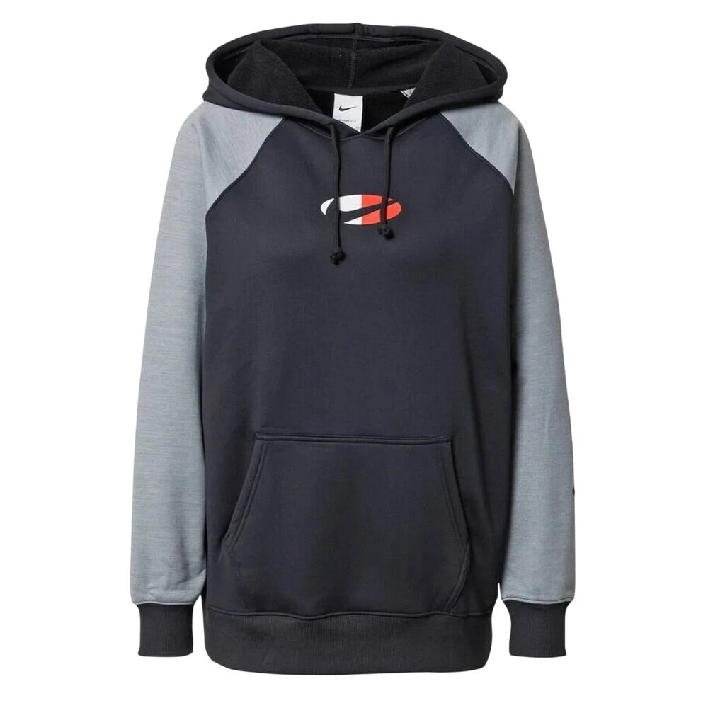 Nike Therma-FIT Two Tone Pullover Hoodie, Black Gray, Women's Size Medium